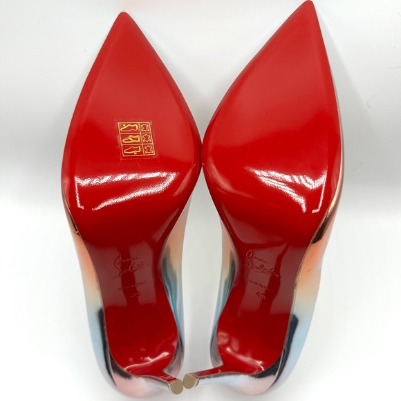 NEW Christian Louboutin Kate 100 Specchio Degrade Metallic Leather Rainbow Heels - Picture 7 of 9